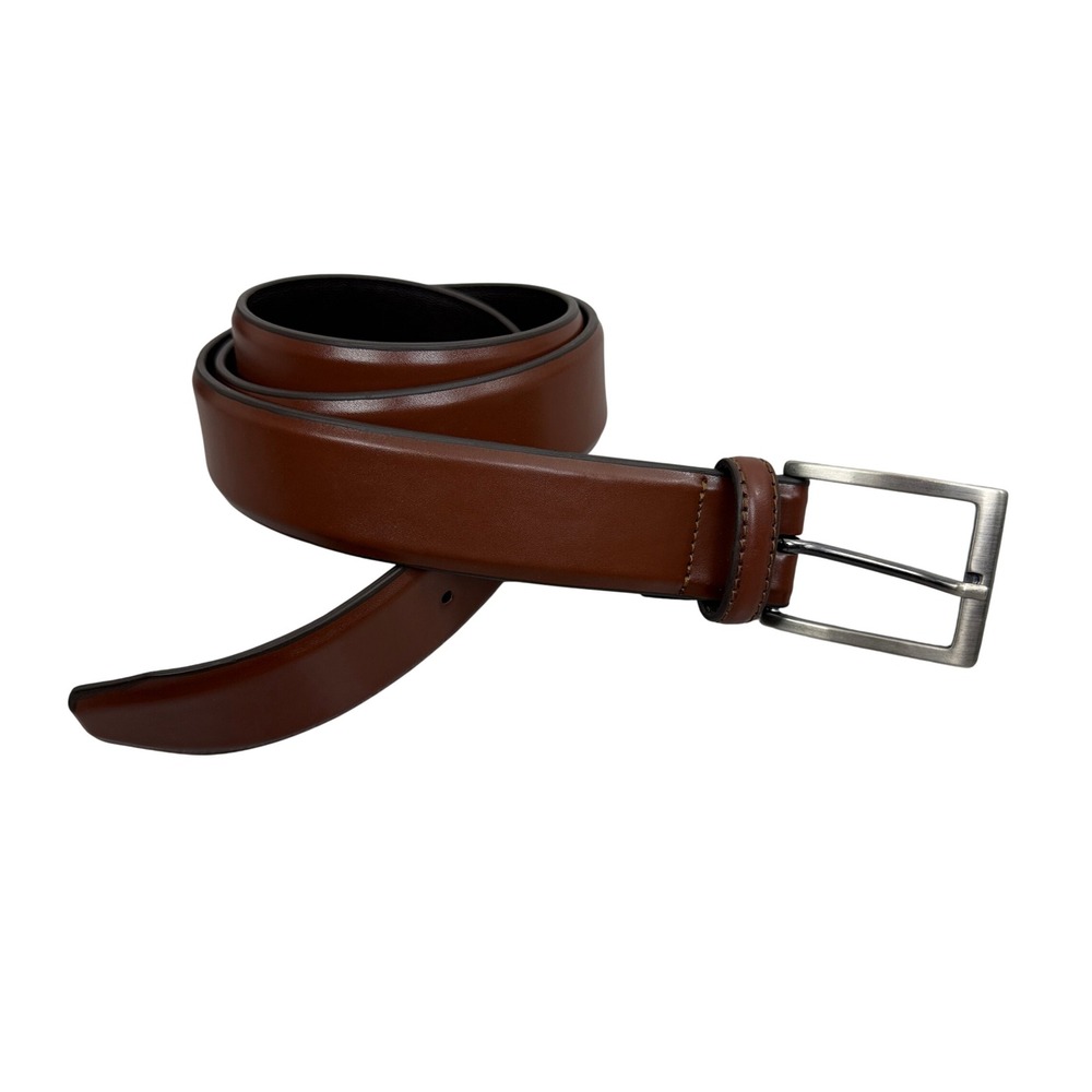 Florsheim Belt Mens 40 Brown Leather Square Buckle Dress FL5006-220-40